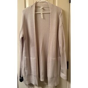 Lululemon M/L Cream Cashmere Blend Open Front Cardigan Pockets Settle Within